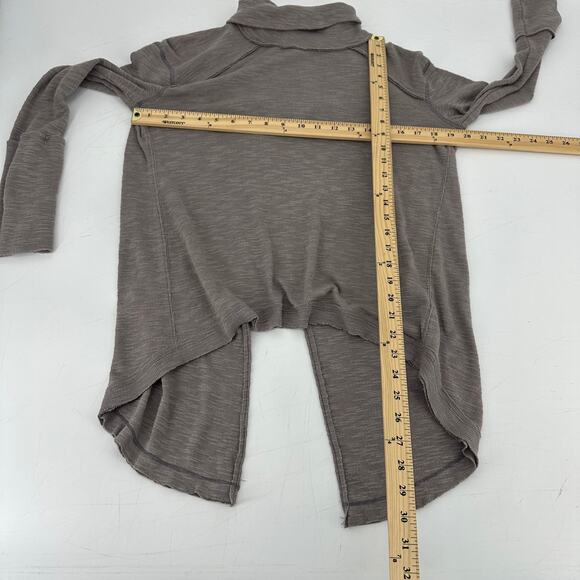 Free People turtleneck size XS taupe split back cowl neck casual oversized - Picture 8 of 9